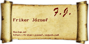 Friker József névjegykártya